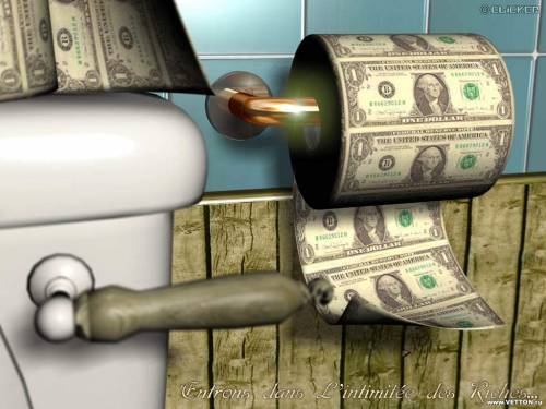 Cкачать заставку на рабочий стол: Доллары в туалете